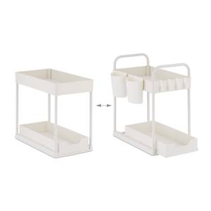 Rangement extensible pour cuisine Blanc - Métal - Matière plastique - 22 x 43 x 40 cm