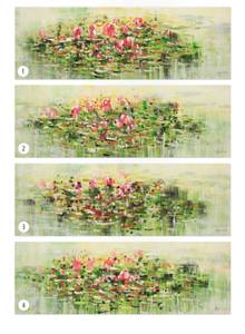 Acrylbild handgemalt Water Lily Wishes Grün - Rot - Massivholz - Textil - 150 x 50 x 4 cm