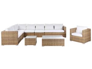 Lounge Set XXL 7-tlg Braun - Cremeweiß - Weiß