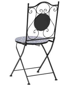 Chaise de jardin CAMPRENA Noir - Bleu - Blanc - Métal - 40 x 90 x 45 cm