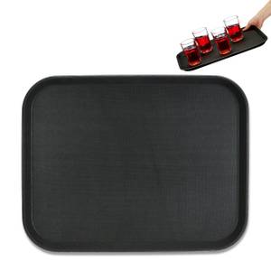 Lot de 2 plateaux de service Noir - Matière plastique - 46 x 2 x 35 cm