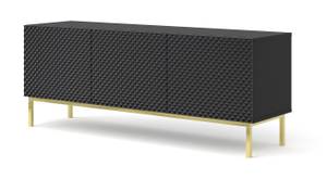 Fernsehtisch RavennaC 150x42x58 Schwarz - Hochglanz Schwarz - Gold