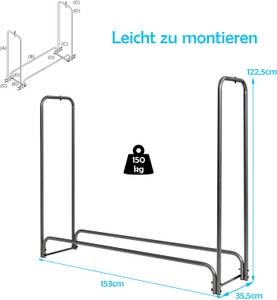 Kaminholzregal Aussen Metall Schwarz - Metall - 36 x 123 x 153 cm