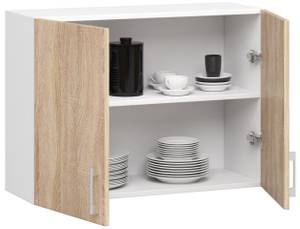 Meuble de Cuisine haut LIMA 80 2T Marron - Blanc - Bois manufacturé - 80 x 58 x 31 cm