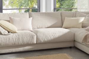 Sofa MADELINE Ecksofa Cord Cremeweiß - Ecke davorstehend rechts