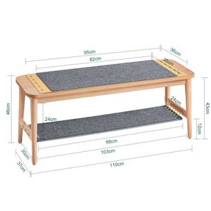 Sitzbank mit Zapfenverbindungen HFSR01-N Braun - Holzwerkstoff - Massivholz - Textil - Holzart/Dekor - 110 x 46 x 37 cm