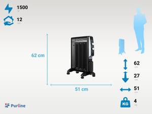 Heizkörper MR1500B Schwarz - Breite: 51 cm