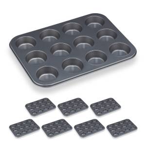 8 x Muffinform für 12 Muffins Grau - Metall - 35 x 2 x 27 cm