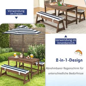 Kindersitzgruppe mit Kissen+Sonnenschirm Blau - Massivholz - 44 x 50 x 89 cm