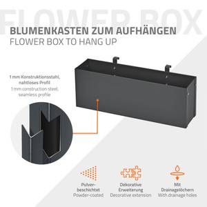 Blumenkasten für Mülltonnenverkleidung Grau - Metall - 12 x 15 x 50 cm