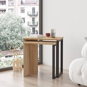 Lot de 2 tables basses gigognes Vesanto Noir - Imitation chêne