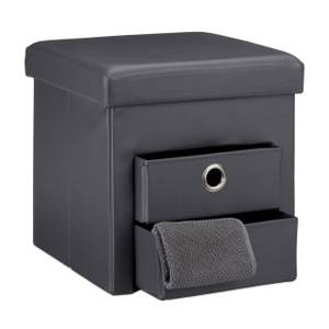 Tabouret de rangement carré pliant Anthracite - Argenté