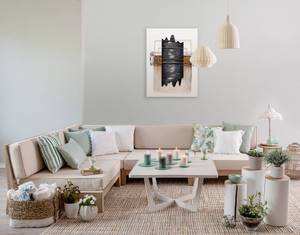 Tableau en bois Tantalizing Contrasts Beige - Bleu - En partie en bois massif - 60 x 80 x 4 cm