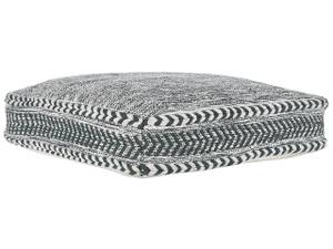 Pouf BIRCH Vert - Blanc - Fibres naturelles - 60 x 12 x 60 cm