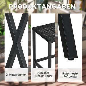 Polyrattan Gartenbar Set 867-207V00BK Schwarz - Polyrattan - 135 x 230 x 147 cm