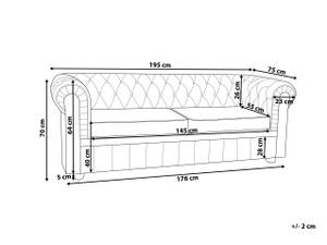 3-Sitzer Sofa CHESTERFIELD Braun - Dunkelbraun - 195 x 70 x 75 cm