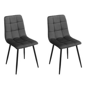 Lot de 2 chaises velours - LOUISE Anthracite