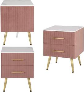 Nachttisch Stefanie Pink - Holzwerkstoff - Textil - 41 x 51 x 41 cm
