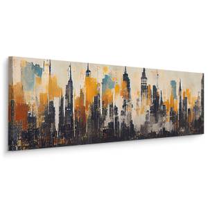 Image Panorama Ville Abstraite Peinture Beige - Marron - Gris - Textile - 145 x 45 x 45 cm