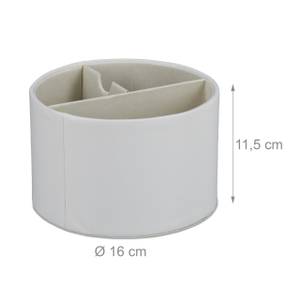 Porte-crayon rond cuir artificiel Blanc - Papier - Matière plastique - Textile - 16 x 12 x 16 cm