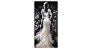 Tableau peint à la main All Eyes on Me Noir - Blanc - Bois massif - Textile - 60 x 120 x 4 cm