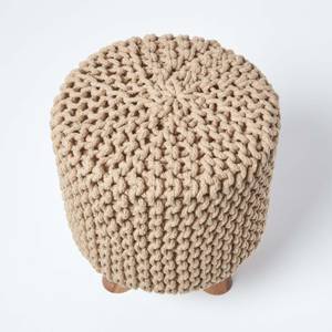 Gestrickter Fußhocker, 42 cm hoch Beige