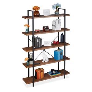 Bücherregal Industrial mit 5 Ebenen Schwarz - Braun - Holzwerkstoff - Metall - 120 x 178 x 33 cm