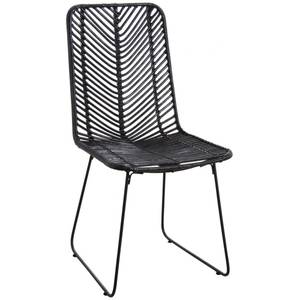 Stuhl aus schwarzem Rattan und Metall Schwarz - Rattan - 46 x 90 x 58 cm
