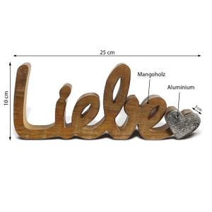 Schriftzug Liebe Schrift Holz Tischdeko Braun - Metall - Massivholz - 25 x 10 x 2 cm
