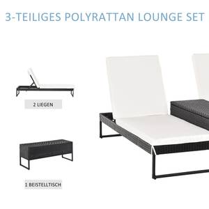 Sonnenliege-Set (3-tlg.) 862-022BK Polyrattan - 60 x 86 x 195 cm