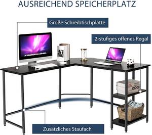 L-förmiger Schreibtisch Schwarz - Holzwerkstoff - Metall - 138 x 75 x 138 cm