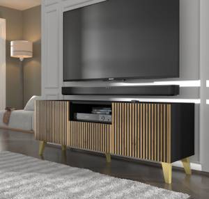 Meuble TV RavennaP 150x42x56 Beige - Noir - Doré