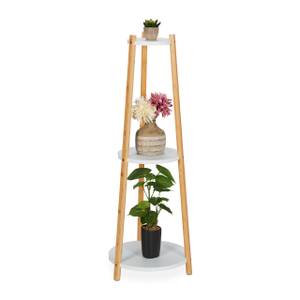 Support plantes 3 niveaux Marron - Blanc - Bambou - Bois manufacturé - 35 x 98 x 35 cm