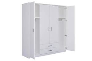 Kleiderschrank Ranya Weiß - Massivholz - 180 x 199 x 58 cm