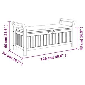 Banc de rangement de jardin 3028198 Gris - Profondeur : 126 cm