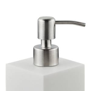 Porte-savon liquide pompe en inox carré Argenté - Blanc