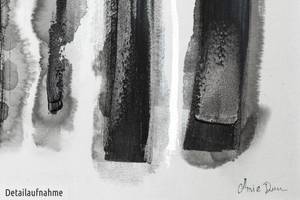 Tableau peint Pistes dans la neige Noir - Blanc - Bois massif - Textile - 150 x 50 x 3 cm