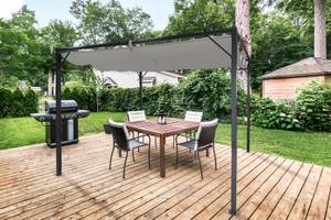 Pergola MARIA mit einziehbarem Grau - Metall - 298 x 220 x 298 cm