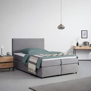 Boxspringbett MELINA Grau - Massivholz - Textil - 142 x 110 x 208 cm