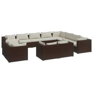 Salon de jardin 3013640-7 (lot de 12) Marron - Blanc - Métal - Polyrotin - 70 x 60 x 70 cm