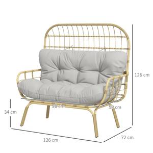 Gartensofa 860-323V00LG Grau - Polyrattan - 72 x 126 x 126 cm