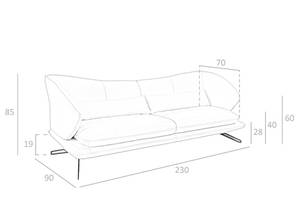 3-Sitzer-Sofa aus Leder und Zierkissen Grau - Echtleder - Textil - 230 x 85 x 90 cm