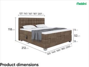 Boxspringbett Edison Braun - Breite: 207 cm