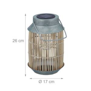 Solarlampe Rattan & Metall Braun - Silber - Metall - Rattan - 17 x 26 x 17 cm