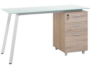 Bureau MONTEVIDEO Marron - Blanc - Verre - 130 x 77 x 60 cm