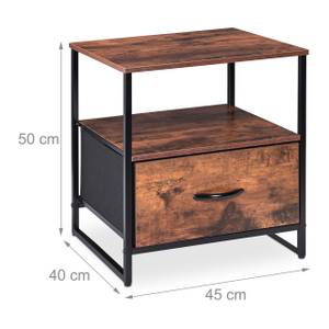 Table de chevet industrielle avec tiroir Noir - Marron - Bois manufacturé - Métal - 45 x 50 x 40 cm