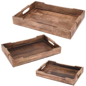 Tabletts aus Mangoholz 3er Set Braun - Massivholz - 47 x 7 x 5 cm