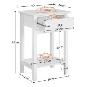 Nachtschrank mit Schublade Weiß - Holzwerkstoff - 30 x 60 x 40 cm