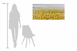 Tableau peint Flower Sea in Yellow Marron - Jaune - Bois massif - Textile - En partie en bois massif - 120 x 60 x 4 cm