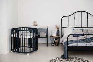 Babybett GRAPHITE, 7in1 mit Matratze Grau - Massivholz - 78 x 81 x 128 cm